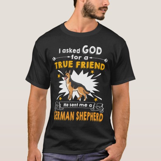 7 私は神に真の友を願うと ドイツ人が送られました Tシャツ (正面)