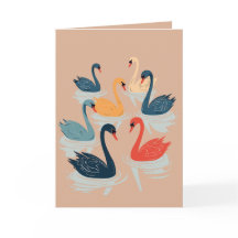 7 羽のスワン カットアウト ステンシルスタイル 7