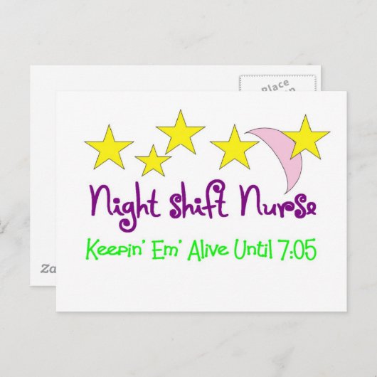 7:05まで生きた夜勤のナースのKeepin Em ポストカード (正面/裏面)