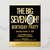 7 0hの大物！70誕生日の写真 箔招待状 (正面)