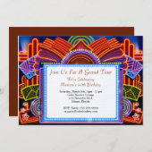 7"×5"の夜のイベント招待状「お出かけナイト」 招待状 (正面/裏面)