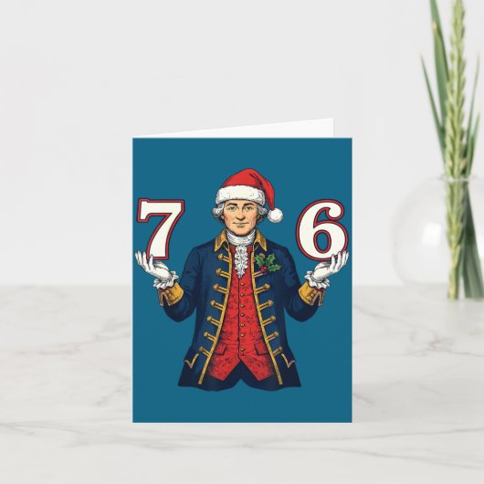 7-6 6-7 Funny George Washington Santa 67 Meme Chri カード (正面)