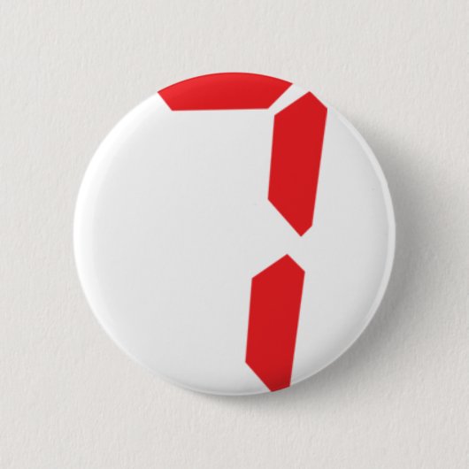 7 7つの赤の目覚し時計のデジタル数 缶バッジ (正面)