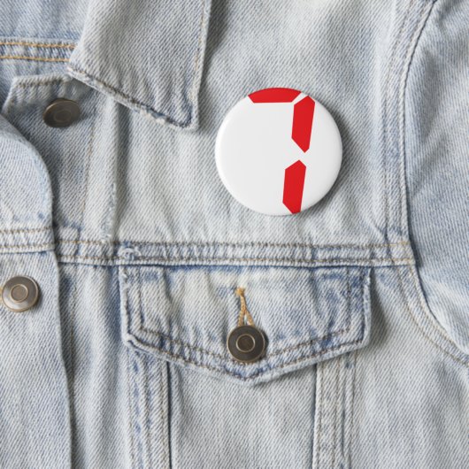 7 7つの赤の目覚し時計のデジタル数 缶バッジ (インサイチュ)
