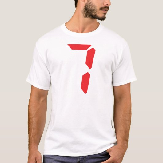 7 7つの赤の目覚し時計のデジタル数 Tシャツ (正面)