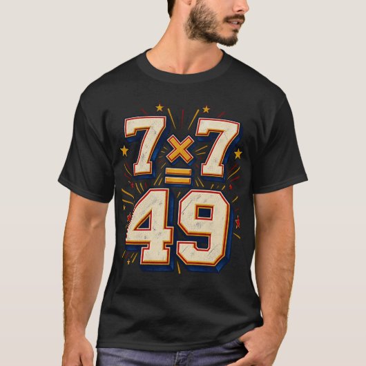 7×7=49 レトロ数学Tシャツ Tシャツ (正面)