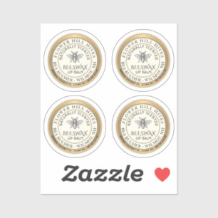 7/8"ビーズワックス製リップバールラベル4枚の防水 シール