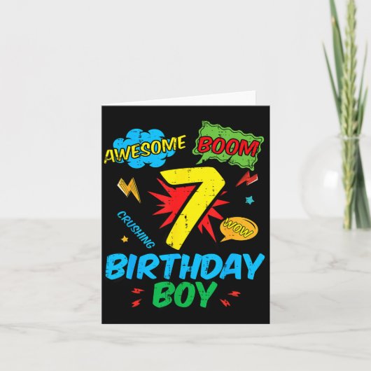 7 Birthday Boy Comic Cool 7th Bday Superhero Party カード (正面)