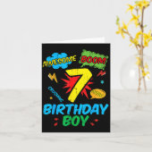 7 Birthday Boy Comic Cool 7th Bday Superhero Party カード (黄色い花)
