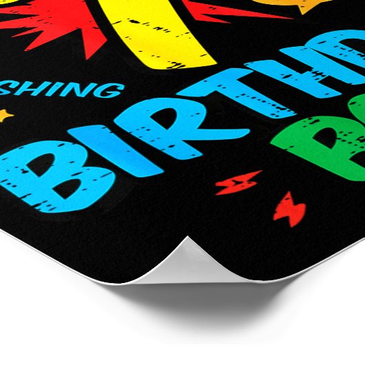 7 Birthday Boy Comic Cool 7th Bday Superhero Party ポスター (角)