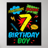 7 Birthday Boy Comic Cool 7th Bday Superhero Party ポスター (正面)