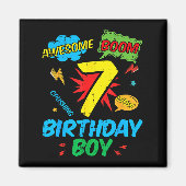 7 Birthday Boy Comic Cool 7th Bday Superhero Party マグネット (正面)