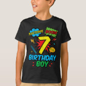 7 Birthday Boy Comic Cool 7th Bday Superhero Party Tシャツ (正面)