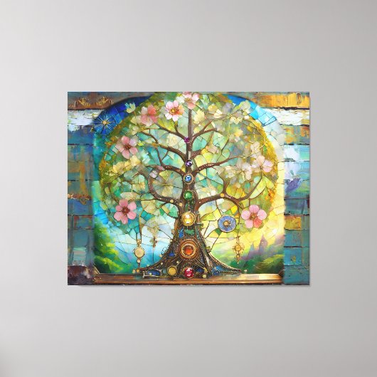 7 Chakra Blossoming Tree Of Life キャンバスプリント (正面)