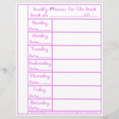 7 Day Pink Lilac Fabric Font Weekly Planner Paper  (正面)