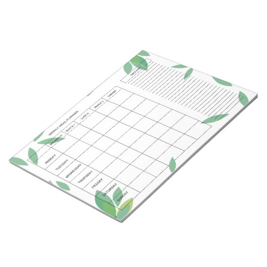 7-Day Weekly Meal Planner – Fresh Green Design ノートパッド (アングル)