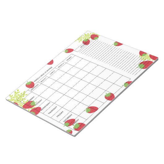 7-Day Weekly Meal Planner – Fresh Strawberry ノートパッド (アングル)