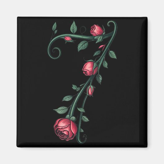 7 Floral 67 Rose Valentines Day Funny Love Matchin マグネット (正面)