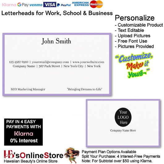 7 Modern Purple Logo Promote Company Brand Name  名刺