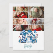 7 Photo Blue Snowman First Christmas シーズンカード (正面)