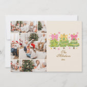 7 Photo Bright Ribbon Trees Holiday Family シーズンカード (正面)