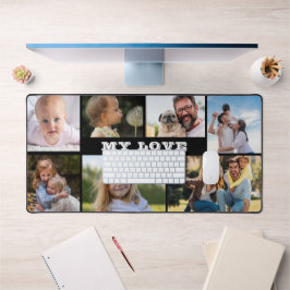 7 Photo CollageとMY LOVE文字モノグラムカスタム デスクマット