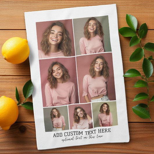 7 Photo Collage – 黒モダンと白 キッチンタオル