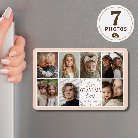 7 Photo Collage Best Grandma Ever マグネット