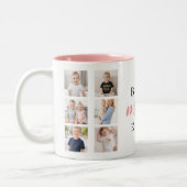 7 Photo Collage Best Mom Ever Cute Pink Hearts ツートーンマグカップ (左)