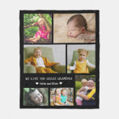 7 Photo Collage We Love You Great Grandma Black フリースブランケット (正面)