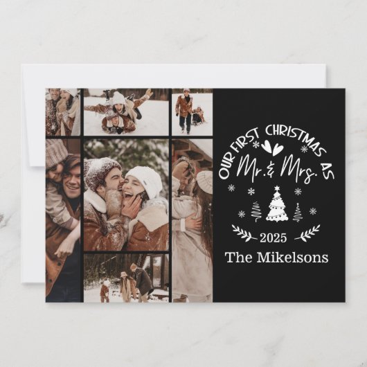 7 Photo First Christmas as Mr. & Mrs シーズンカード (正面)