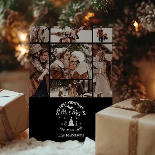 7 Photo First Christmas as Mr. & Mrs シーズンカード