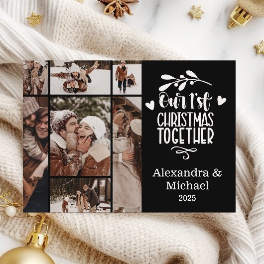 7 Photo Minimalist First Christmas Together シーズンカード