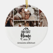 7 Photo Minimialist Christmas Our First Home セラミックオーナメント (正面)