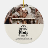 7 Photo Minimialist Christmas Our First Home セラミックオーナメント (裏面)