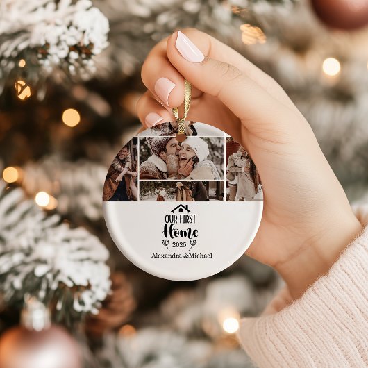 7 Photo Minimialist Christmas Our First Home セラミックオーナメント