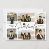 7 Photo Modern Stylish Collage Graduation Party 招待状 (正面)
