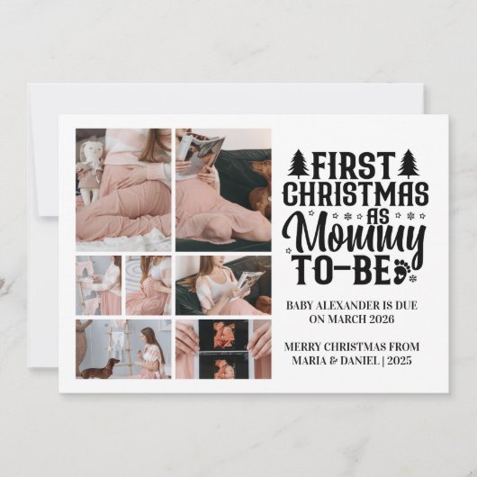 7 Photo Mommy to be Christmas Pregnancy シーズンカード (正面)