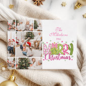 7 Photo Pink Green Bow Tree Merry Christmas シーズンカード