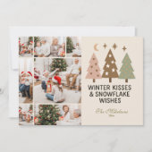 7 Photo Retro Winter Kisses & Snowflake Wishes シーズンカード (正面)