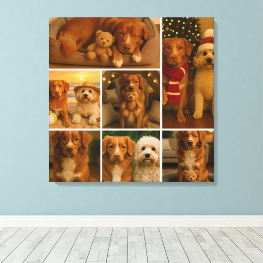 7 Photo Template Collage Personalized キャンバスプリント (インサイチュ (ウッドフロア))