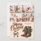 7 Photo Western Bow & Boots Christmas シーズンカード (正面)