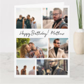 7 Photos Collage Friends Family Name Birthday カード (正面)