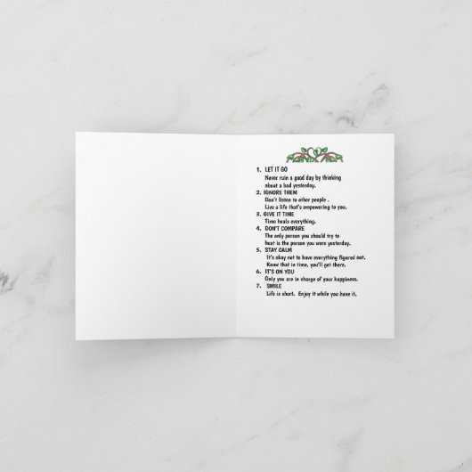 7 Rules of Life, encouragement and support カード (内部)