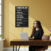 7 Rules of Life Motivational Quote Modern Script キャンバスプリント