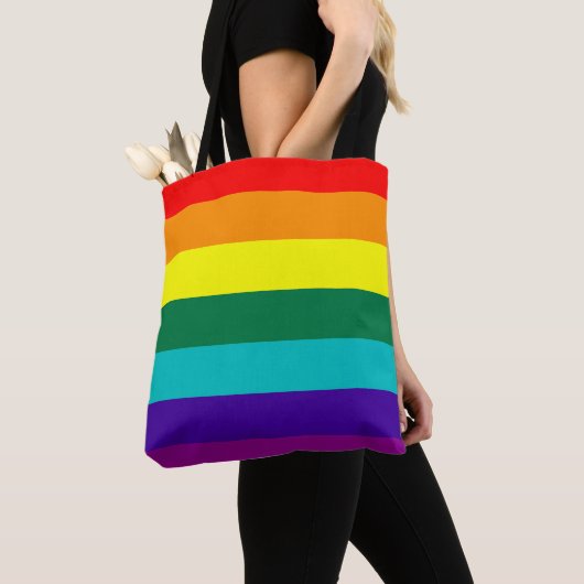 7-Stripe Rainbow Pride Flag  トートバッグ (クローズアップ)