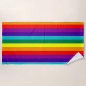 7-Stripe Rainbow Pride Flag  ビーチタオル (正面)