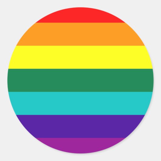 7-Stripe Rainbow Pride Flag ラウンドシール (正面)