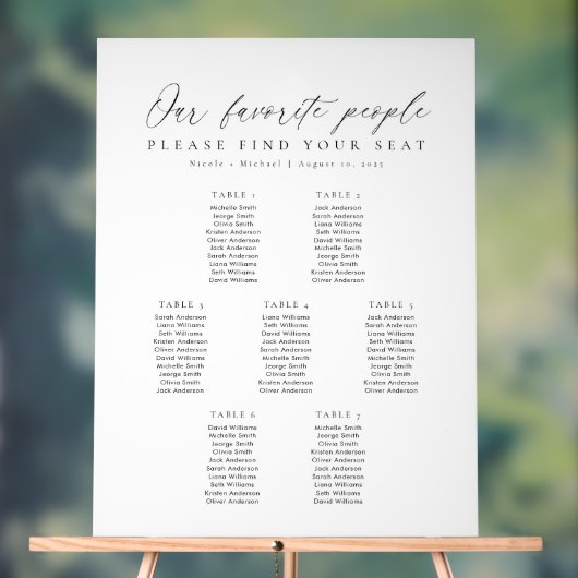 7 Tables Favorite People Acrylic Seating Chart アクリルサイン (ニュートラル)