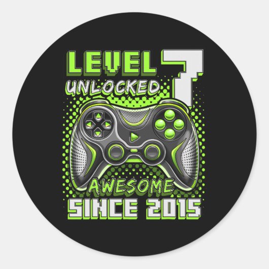 7 Unlocked 素晴らし 2015 Video Game 7th誕生日7 ラウンドシール (正面)